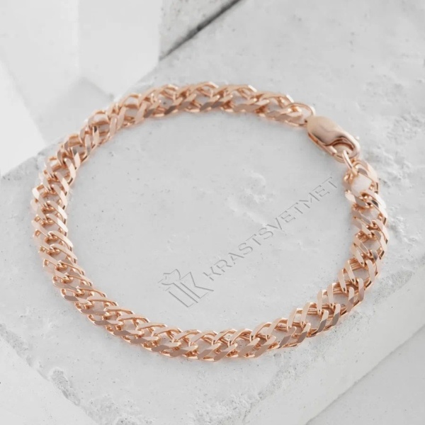 Браслет из красного золота, плетение «Ромб двойной»